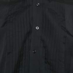 Tom Ford Black Pleated Cotton Long Sleeve Shirt L