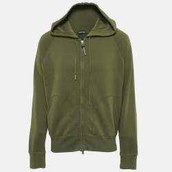 Pre Owned Tom Ford Green Cotton Knit Zip-Up Hooded Sweatshirt XL