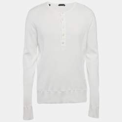 Tom Ford White Rib Knit Full Sleeve T-Shirt XXL