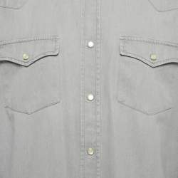Tom Ford Grey Cotton Button Front Full Sleeve Shirt XL