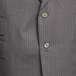 Tom Ford Grey Striped Wool Single Breasted Pants Suit Set 4XL/5XL