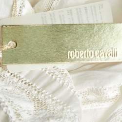 Pre Owned Roberto Cavalli White Cotton & Lace Sleeveless Maxi Dress S