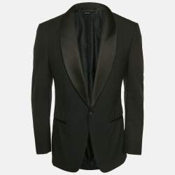 Tom Ford Black Wool Satin Trim Shawl Collar Blazer M