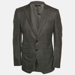 Pre Owned Tom Ford Grey Canvas Wool Single Breasted Blazer S