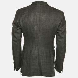 Pre Owned Tom Ford Grey Canvas Wool Single Breasted Blazer S