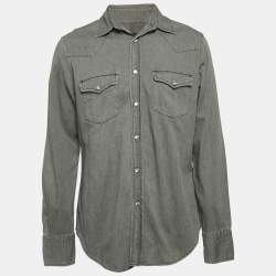 Tom Ford Grey Denim Button Front Full Sleeve Shirt L