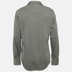 Tom Ford Grey Denim Button Front Full Sleeve Shirt L