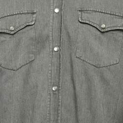 Tom Ford Grey Denim Button Front Full Sleeve Shirt L