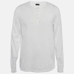 Pre Owned Tom Ford White Cotton Long Sleeve Henley T-Shirt XXXL