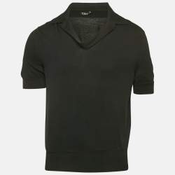 Pre Owned Tom Ford Black Cotton Knit Polo T-Shirt XXL