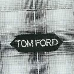 Tom Ford Grey Checked Cotton Full Sleeve Shirt XL