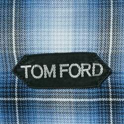 Tom Ford Blue Checked Cotton Full Sleeve Shirt XL