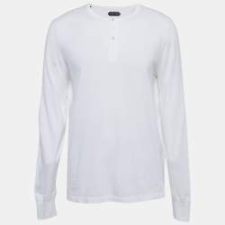 Pre Owned Tom Ford White Jersey Henley Neck Long Sleeve T-Shirt XXL