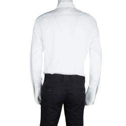 Tom Ford White Cotton Pintuck Detail Long Sleeve Button Front Tuxedo Shirt XL