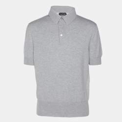 Pre Owned Tom Ford Grey Cotton Knit Polo T-Shirt XL