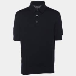 Pre Owned Tom Ford Navy Blue Cotton Knit Polo T-Shirt L