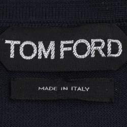 Pre Owned Tom Ford Navy Blue Cotton Knit Polo T-Shirt L