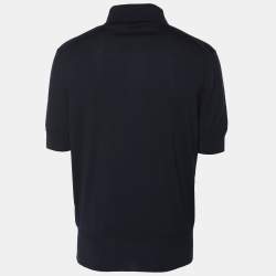 Pre Owned Tom Ford Navy Blue Cotton Knit Polo T-Shirt L
