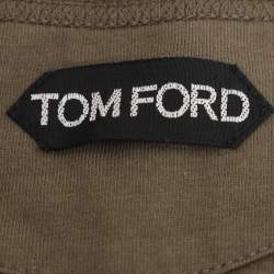 Pre Owned Tom Ford Olive Green Cotton Knit Henley T-Shirt XL