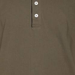 Pre Owned Tom Ford Olive Green Cotton Knit Henley T-Shirt XL