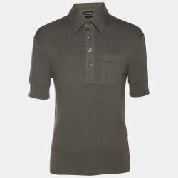Tom Ford Green Cotton Knit Polo T-Shirt L