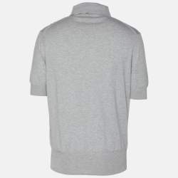 Tom Ford Grey Cotton Knit Polo T-Shirt XL