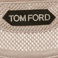 Tom Ford Grey Patterned Cotton Knit Crew Neck Long Sleeve T-Shirt M