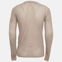 Tom Ford Grey Patterned Cotton Knit Crew Neck Long Sleeve T-Shirt M