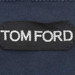 Tom Ford Navy Blue Cotton Knit Henley Neck T-Shirt XL