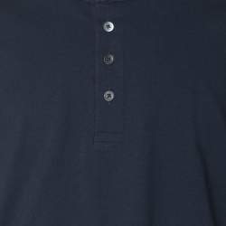 Tom Ford Navy Blue Cotton Knit Henley Neck T-Shirt XL