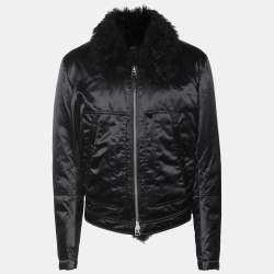 Tom Ford Black Nylon Fur-Trim Jacket L