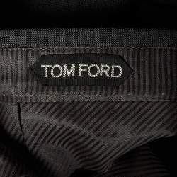 Tom Ford Dark Grey Check Pattern Wool Tailored Pants L