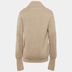 Tom Ford Beige Button Front Wool Rib Knit Long Cardigan XL