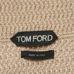 Tom Ford Beige Button Front Wool Rib Knit Long Cardigan XL