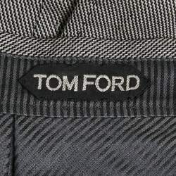 Pre Owned Tom Ford Grey Patterned Wool Tailored Trousers  L