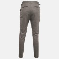 Pre Owned Tom Ford Grey Patterned Wool Tailored Trousers  L