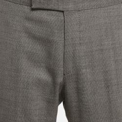 Pre Owned Tom Ford Grey Patterned Wool Tailored Trousers  L