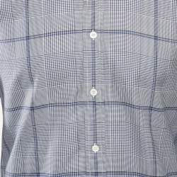 Tom Ford Blue Houndstooth Cotton Long Sleeve Shirt L