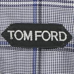 Tom Ford Blue Houndstooth Cotton Long Sleeve Shirt L