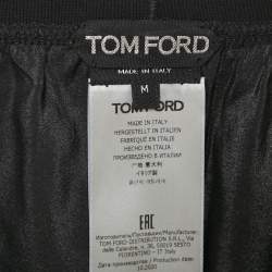 Pre Owned Tom Ford Black Silk Waist Logo Detail Shorts M