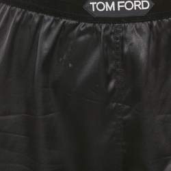 Pre Owned Tom Ford Black Silk Waist Logo Detail Shorts M