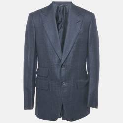 Pre Owned Tom Ford Navy Blue Prince of Wales Wool Single Breasted Blazer XL