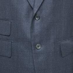 Pre Owned Tom Ford Navy Blue Prince of Wales Wool Single Breasted Blazer XL