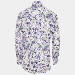 Pre Owned Tom Ford Purple Floral Print Cotton Blend Button Front Shirt L