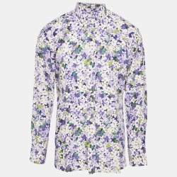 Pre Owned Tom Ford Purple Floral Print Cotton Blend Button Front Shirt L