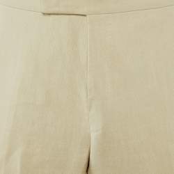 Pre Owned Tom Ford Cream Linen Buckle Detail Regular Trousers XXXL