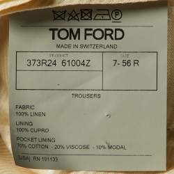 Pre Owned Tom Ford Cream Linen Buckle Detail Regular Trousers XXXL