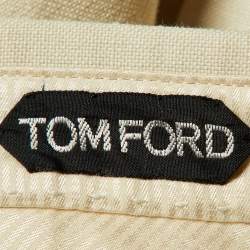 Pre Owned Tom Ford Cream Linen Buckle Detail Regular Trousers XXXL