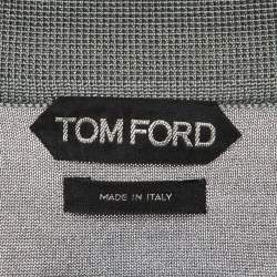 Pre Owned Tom Ford Grey Silk Knit Long Sleeve Polo Jumper 3XL