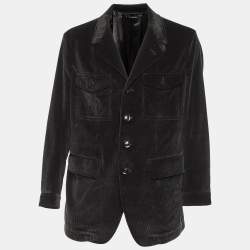 Pre Owned Tom Ford Black Corduroy Single Breasted Jacket XXXL